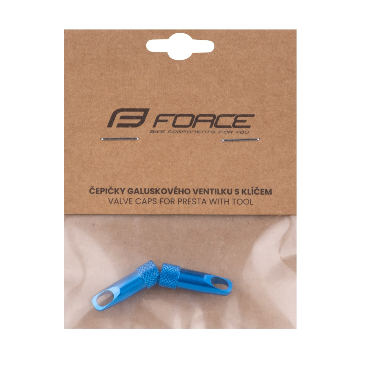 Set capacele ventil Presta cu cheita Force Aluminiu, albastru [2]