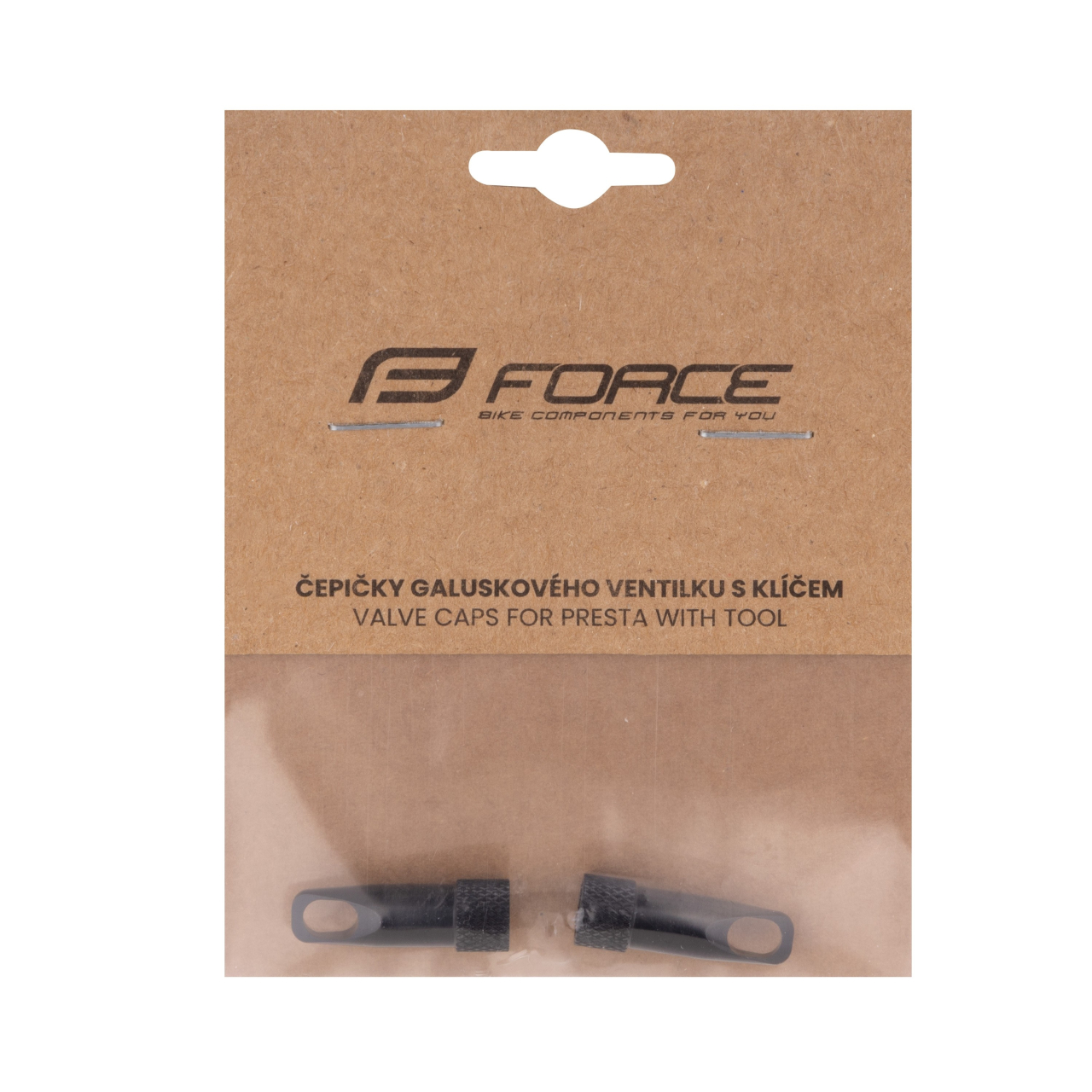 Set capacele ventil Presta cu cheita Force Aluminiu, negru [2]