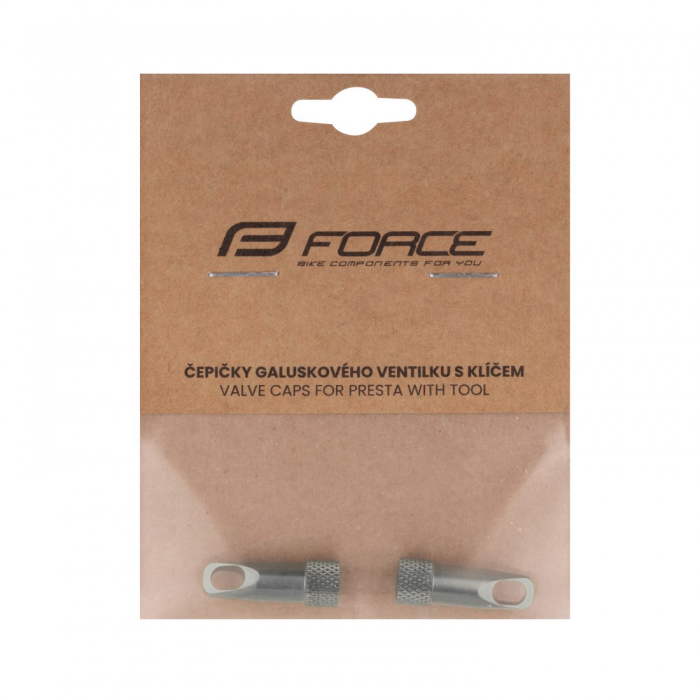 Set capacele ventil Presta cu cheita Force Aluminiu, argintiu [2]