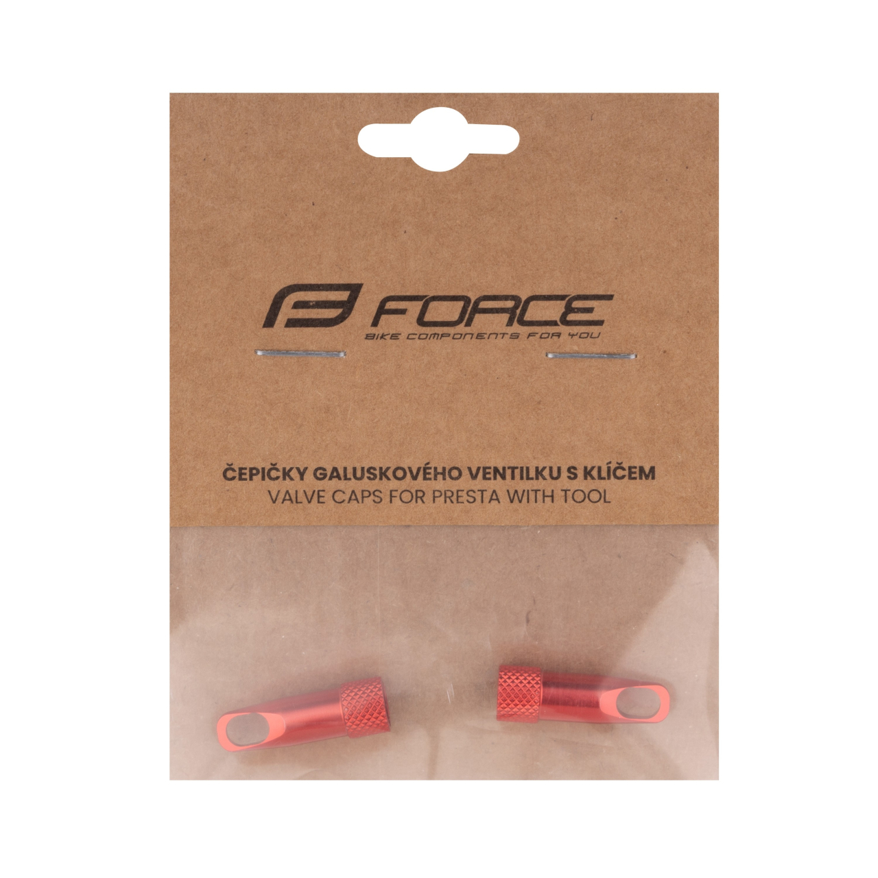 Set capacele ventil Presta cu cheita Force Aluminiu, rosu [2]