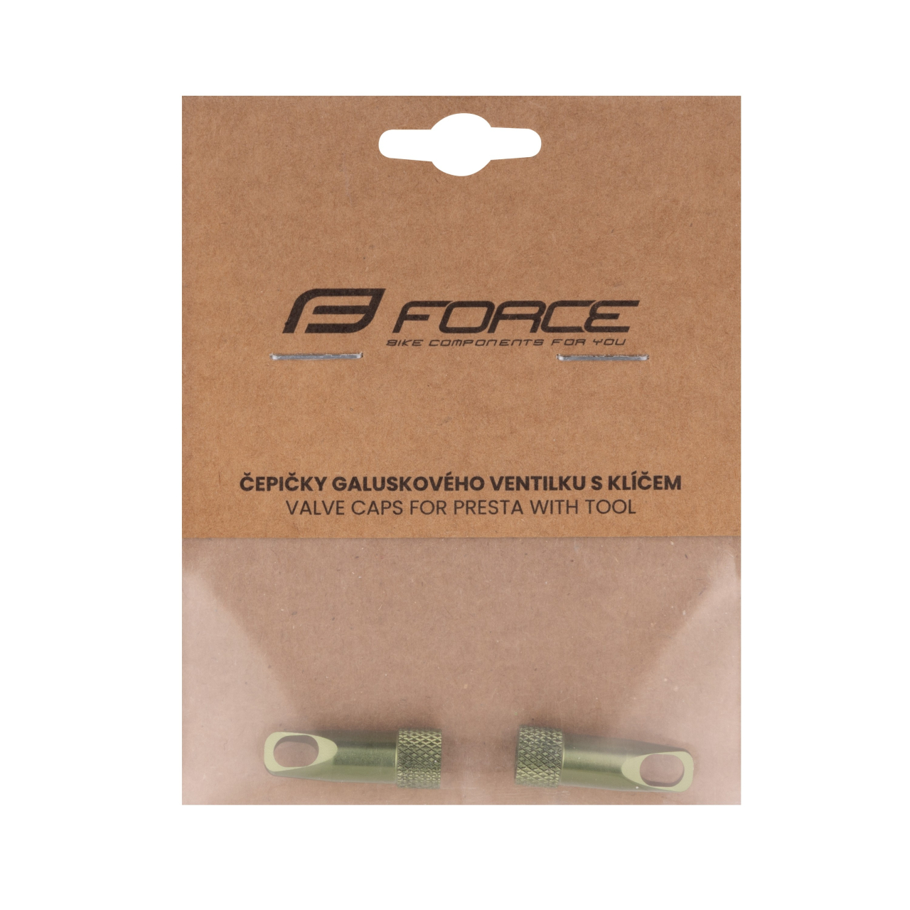 Set capacele ventil Presta cu cheita Force Aluminiu, verde [2]