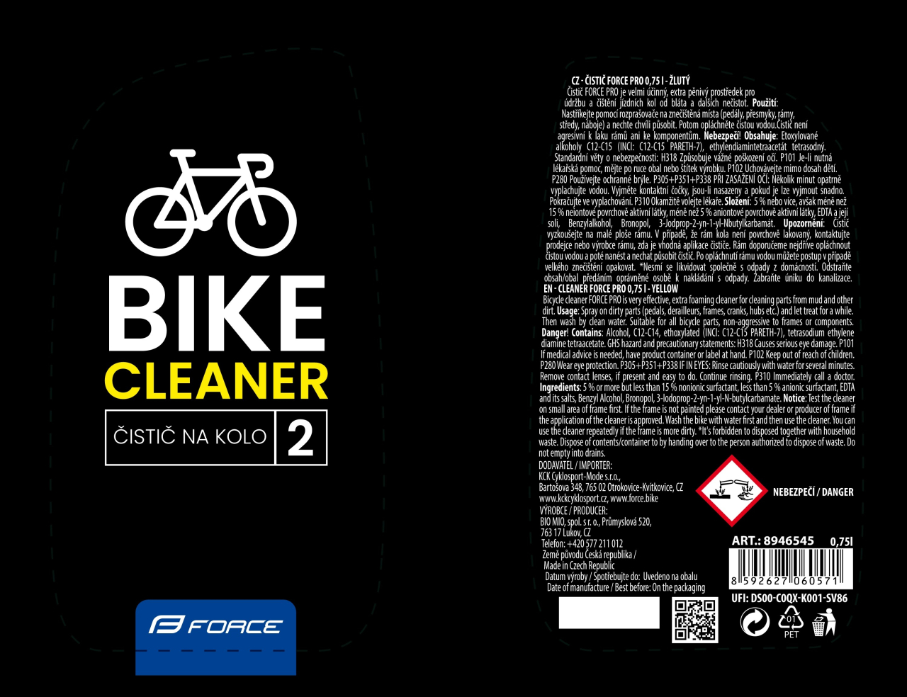 Solutie curatare Force Pro cu pulverizator 0.75L galben [2]