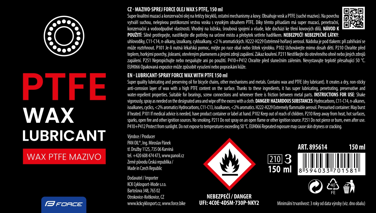 Spray Force lubrifiant cu ceara si PTFE (teflon)150 ml [2]