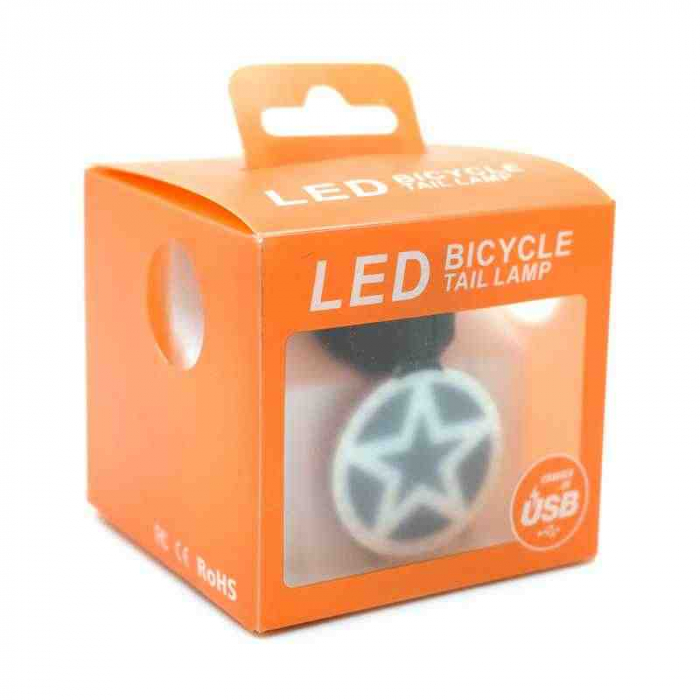 Lumina spate LED Bicycle Tail Lamp USB Stea, rezistent la apa [3]