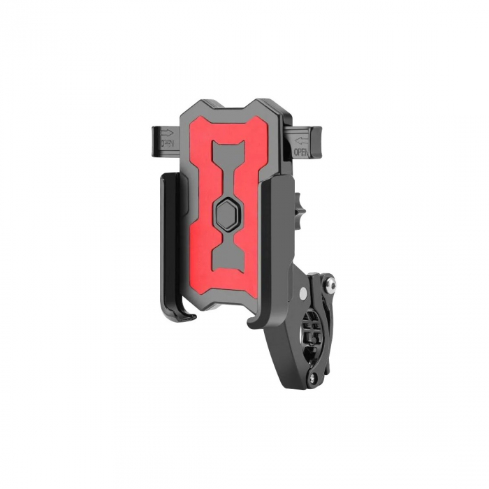 Suport telefon Fivestars BikeDock PHH-100, prindere pe ghidon 22-31.8mm, latime telefon 7-10cm, aluminiu, negru/rosu [1]
