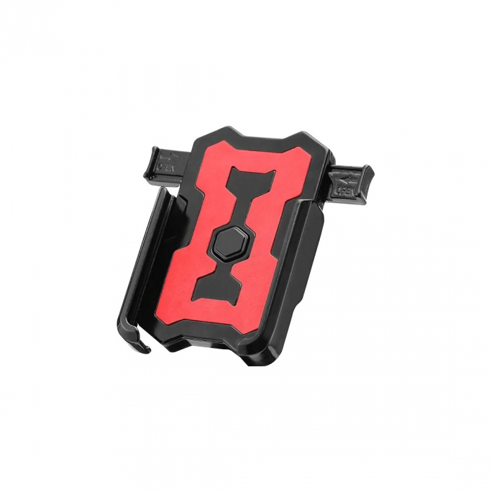 Suport telefon Fivestars BikeDock PHH-100, prindere pe ghidon 22-31.8mm, latime telefon 7-10cm, aluminiu, negru/rosu [2]
