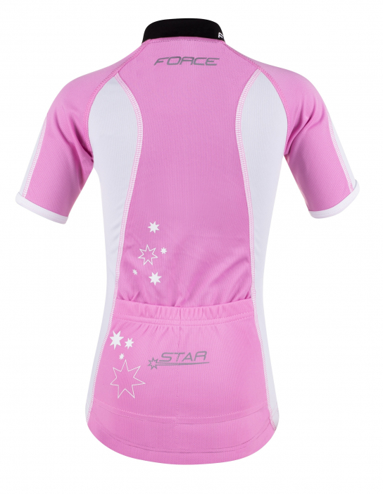 Tricou ciclism Force Kid Star 128-140cm roz/alb [2]