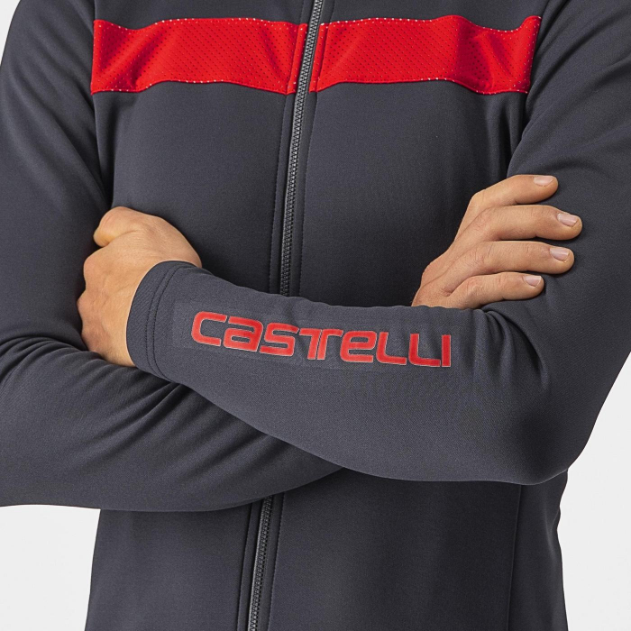 Tricou cu maneca lunga Castelli Puro 3, gri inchis/rosu reflex, S [6]