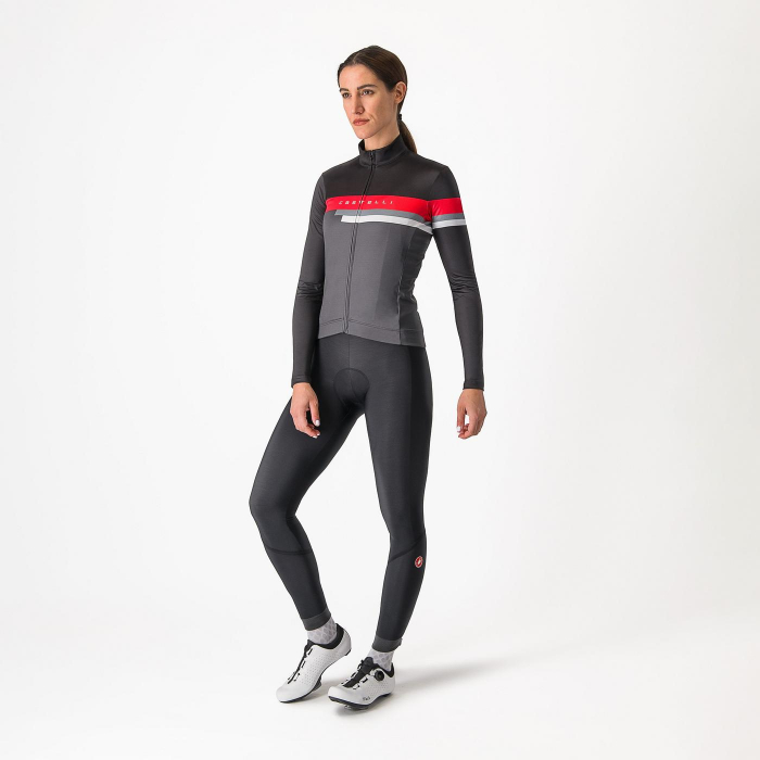 Tricou cu maneca lunga Castelli Tornare, gri inchis/negru/rosu hibiscus, S [6]