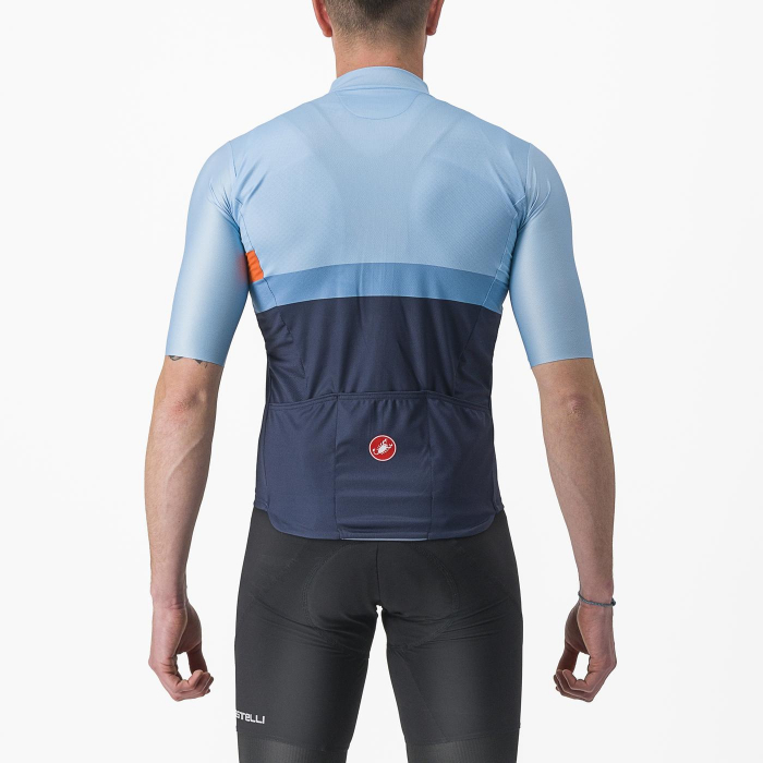 Tricou cu maneca scurta Castelli A Blocco, Bleu/Bleumarin/Portocaliu, M [2]