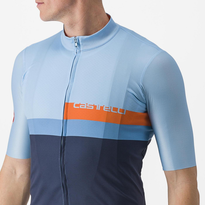 Tricou cu maneca scurta Castelli A Blocco, Bleu/Bleumarin/Portocaliu, M [6]