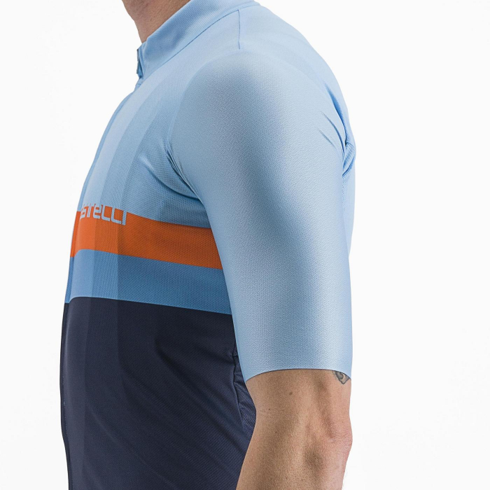Tricou cu maneca scurta Castelli A Blocco, Bleu/Bleumarin/Portocaliu, M [4]