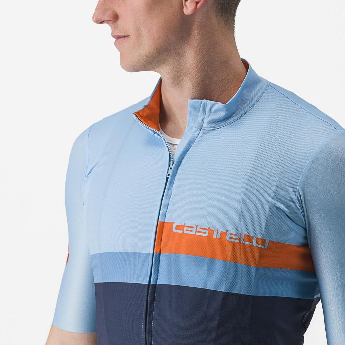 Tricou cu maneca scurta Castelli A Blocco, Bleu/Bleumarin/Portocaliu, M [5]