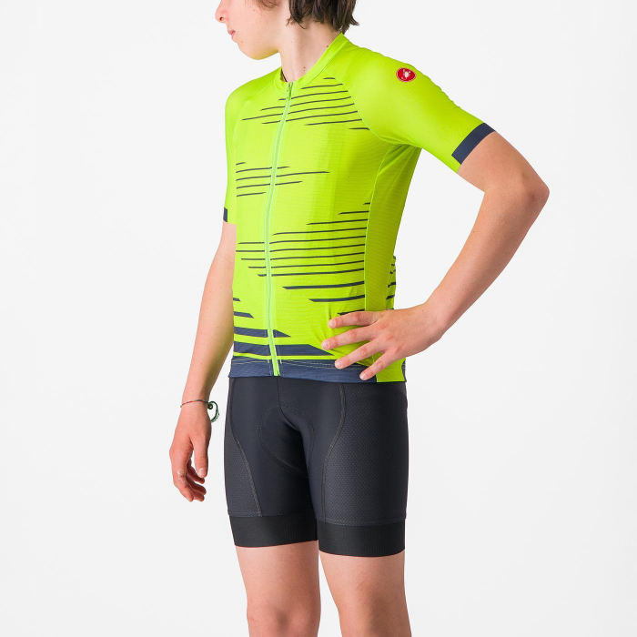 Tricou cu maneca scurta Castelli Aero Kid, pentru copii, lime electric/albastru belgian, 12A [3]