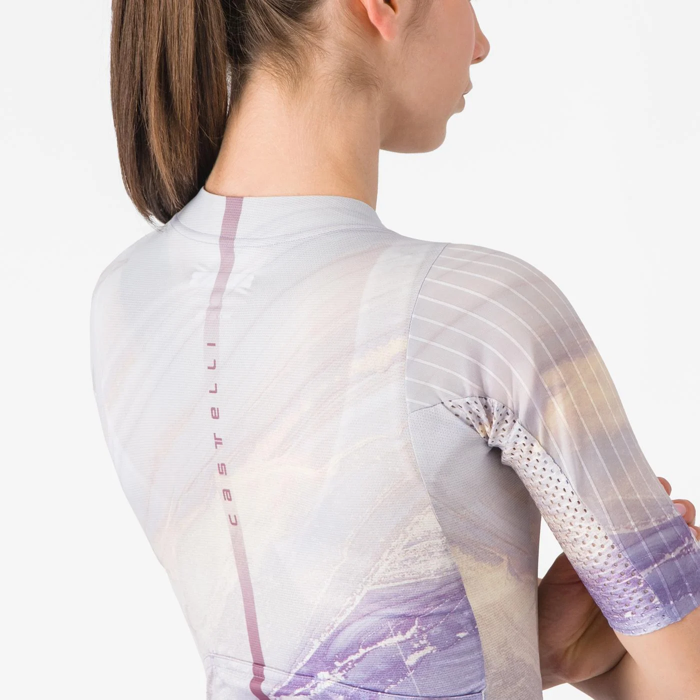 Tricou cu maneca scurta Castelli Aero PRO 8S W, pentru femei, violet multicolor, S [5]