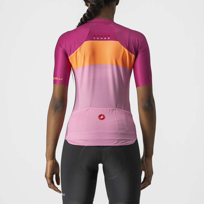 Tricou cu maneca scurta Castelli Aero PRO W, de dama, Magenta/Portocaliu/Roz, M [2]