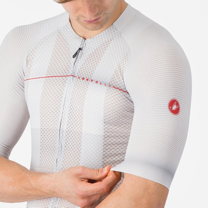 Tricou cu maneca scurta Castelli Climbers A/C, pentru barbati, gri argintiu/rosu, S [4]