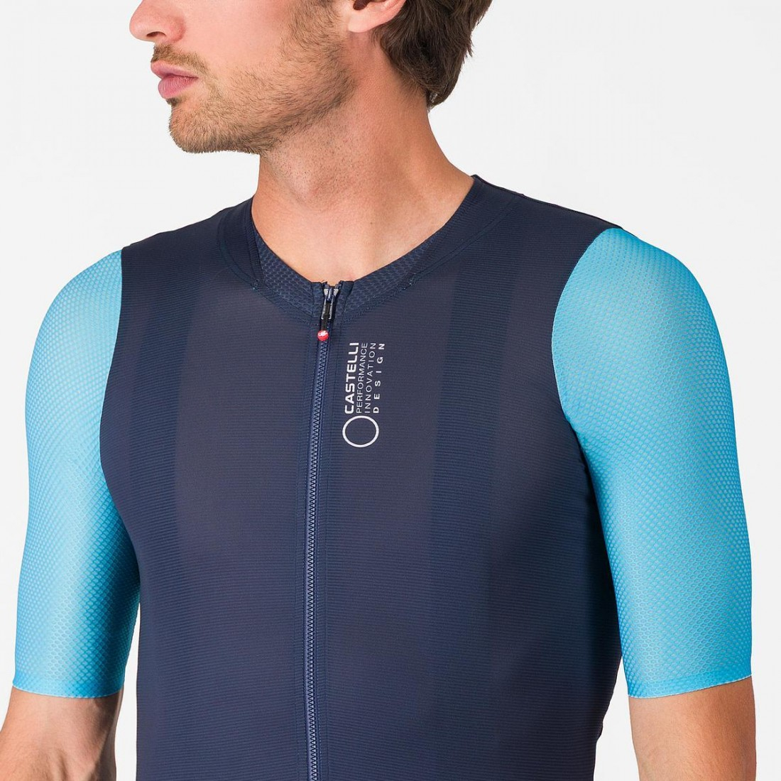 Tricou cu maneca scurta Castelli Corretto, pentru barbati, albastru neon/albastru belgian L [6]