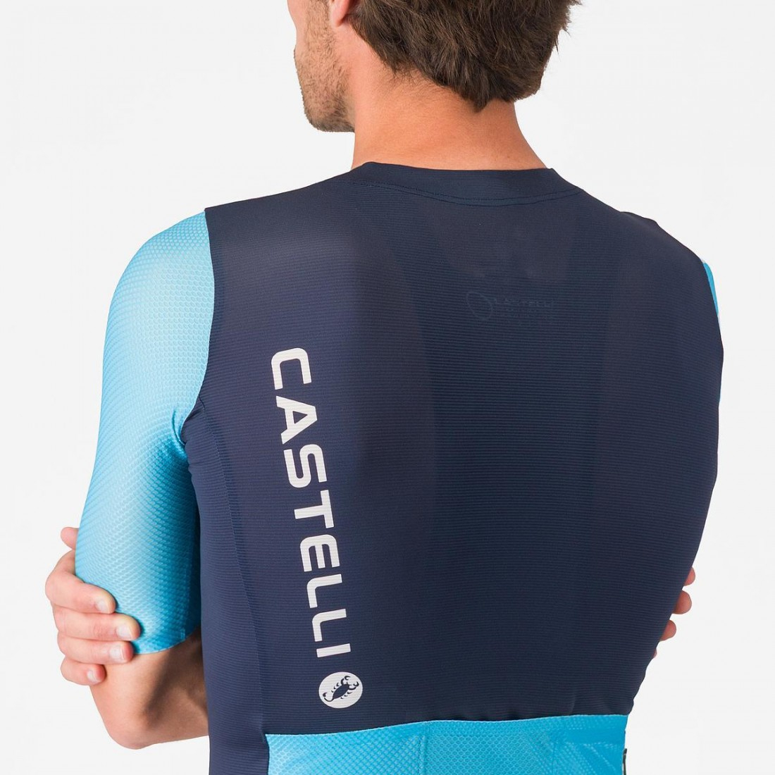 Tricou cu maneca scurta Castelli Corretto, pentru barbati, albastru neon/albastru belgian L [5]