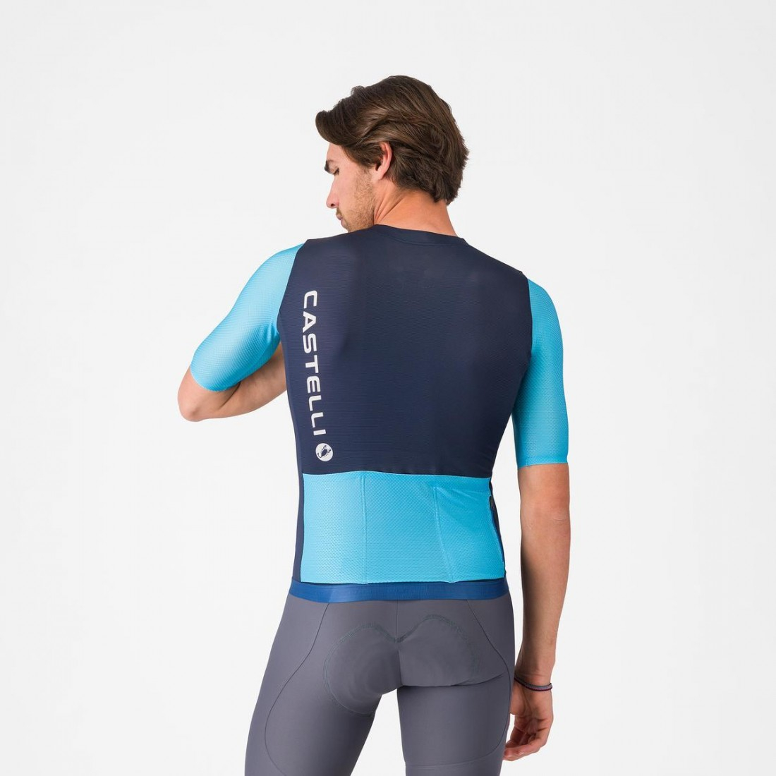 Tricou cu maneca scurta Castelli Corretto, pentru barbati, albastru neon/albastru belgian L [3]