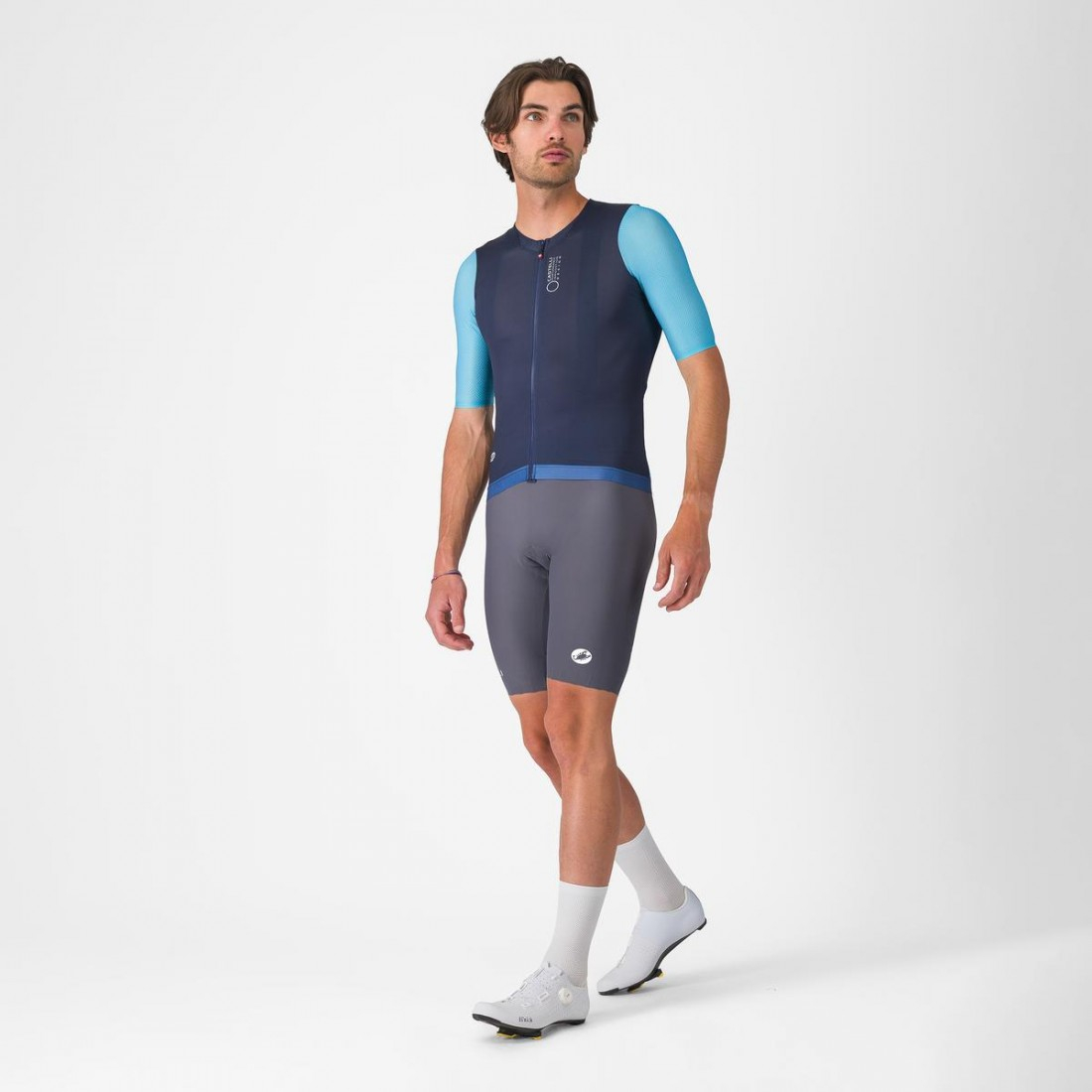 Tricou cu maneca scurta Castelli Corretto, pentru barbati, albastru neon/albastru belgian L [2]