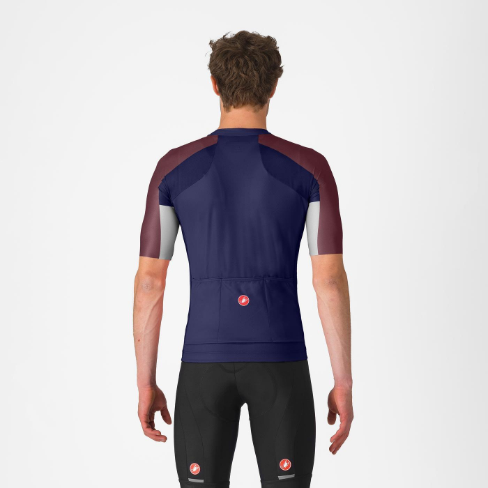 Tricou cu maneca scurta Castelli Entrata 6, pentru barbati, albastru belgian/visiniu inchis-gri argintiu, XS [2]