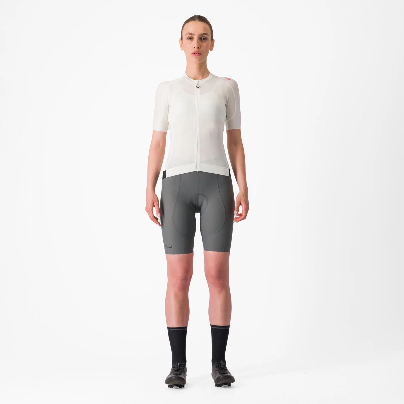 Tricou cu maneca scurta Castelli Espresso W, pentru femei, alb fildes/gri inchis, XS [4]