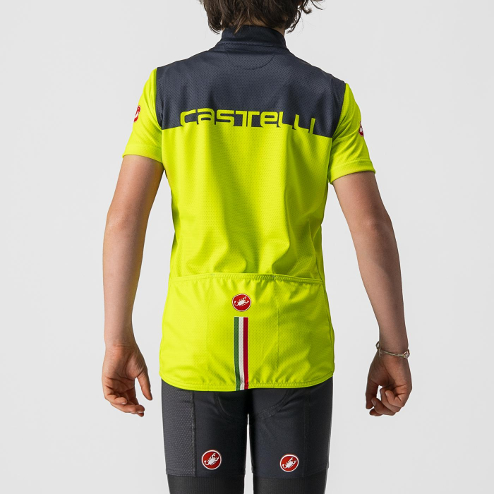 Tricou cu maneca scurta Castelli Neo Prologo, pentru copii, Galben Fluo/Bleumarin, 8A [2]