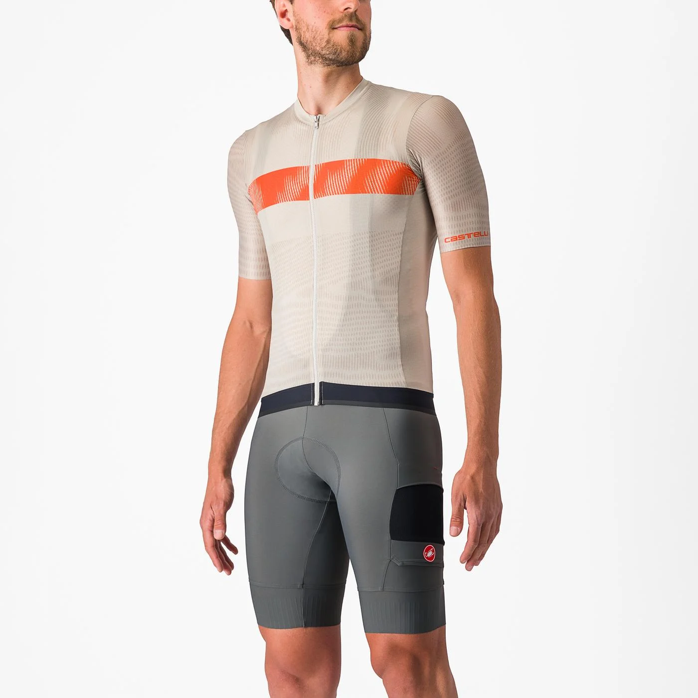 Tricou cu maneca scurta Castelli Unlimited Endurance, Gri/Portocaliu, XL [3]