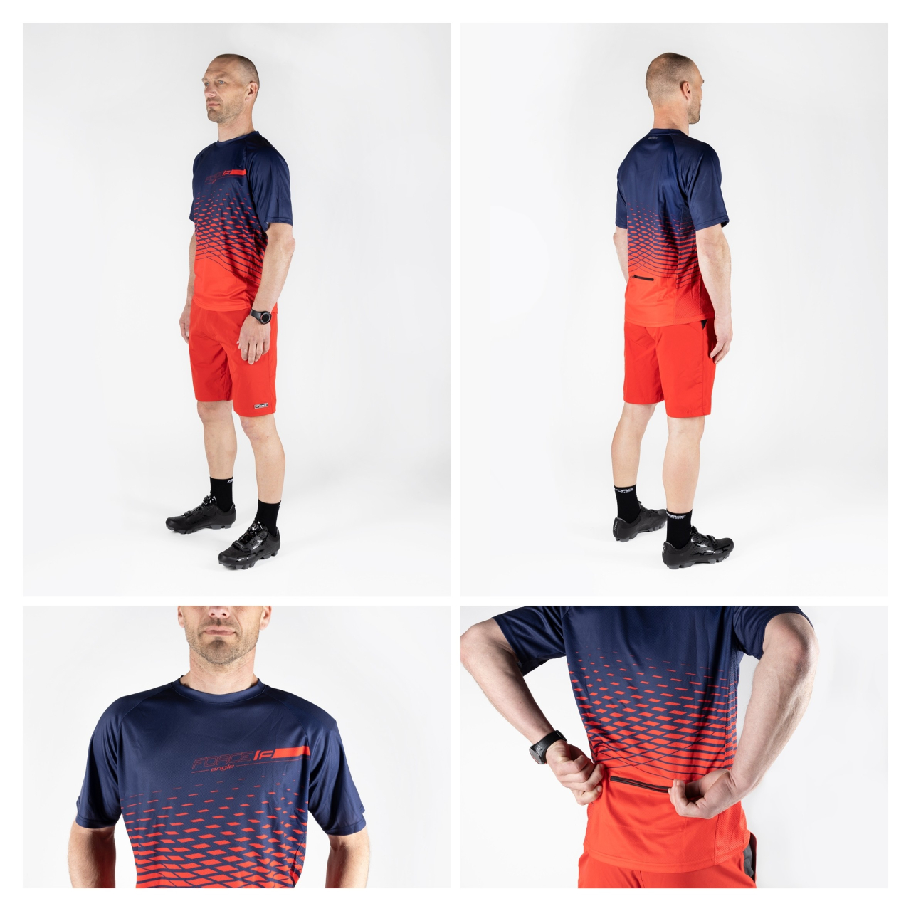 Tricou maneca scurta Force MTB Angle albastru/rosu XL [3]