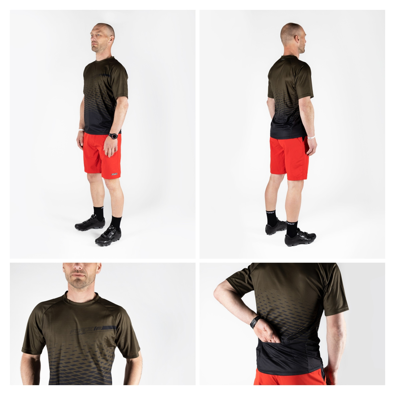 Tricou maneca scurta Force MTB Angle army XL [3]
