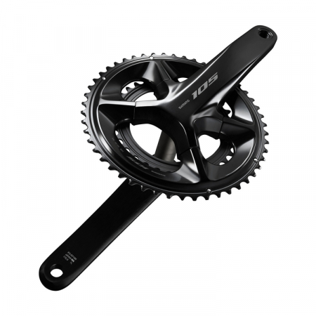 Piese biciclete - Angrenaj pedalier Shimano 105 FC-R7100, 2x12 viteze, Hollowtech II, fara aparatoare lant, brate 175mm, fara BB, Negru, 50x34T
