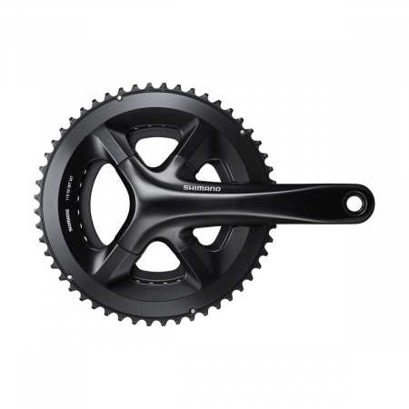 Angrenaje, foi si brate pedaliere - Angrenaj pedalier Shimano 105 FC-RS510, 2x11 viteze, Hollowtech II, fara aparatoare lant, brate 172.5mm, fara BB, Negru, 52x36T
