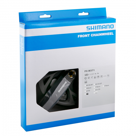 Angrenaj pedalier Shimano Acera FC-M371-L, 3x9 viteze, ax Patrat, cu aparatoare lant, brate 175mm, Negru, 44x32x22T [1]