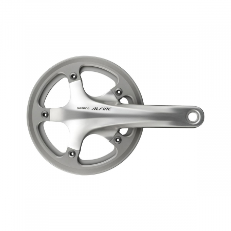 Angrenaje pedaliere - Angrenaj pedalier Shimano Alfine FC-S501, Hollowtech II, cu aparatoare lant simpla, brate 170mm, cu BB, Argintiu, 39T