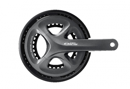 Transmisie bicicleta - Angrenaj pedalier Shimano Claris FC-R2000, 2x8 viteze, Hollowtech II, cu aparatoare lant, brate 170mm, fara BB , 50x34T