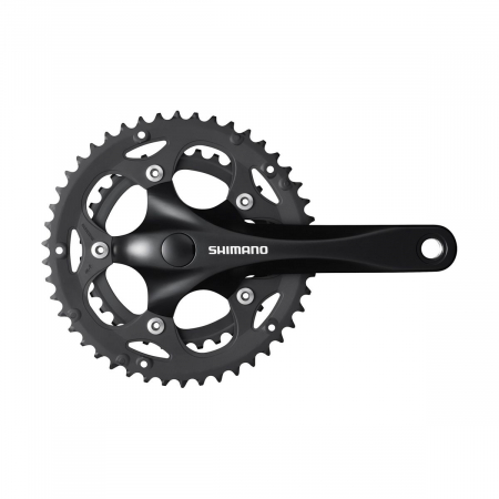 Piese biciclete - Angrenaj pedalier Shimano Claris FC-RS200, 2x8 viteze, ax Patrat, fara aparatoare lant, brate 170mm, Negru, 50x34T