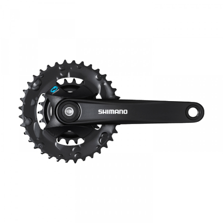 Piese biciclete - Angrenaj pedalier Shimano Altus FC-M315-2, 2x7/8 viteze, ax Patrat, fara aparatoare lant, brate 170mm, Negru, 36x22T