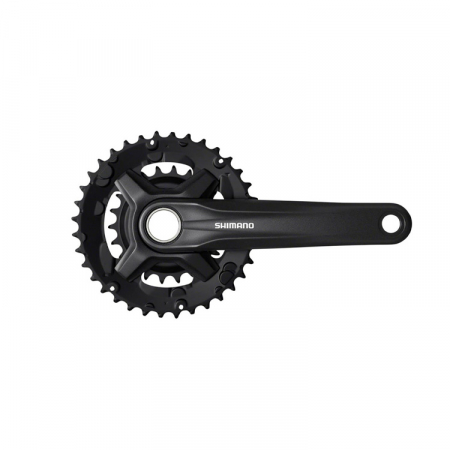 Piese biciclete - Angrenaj pedalier Shimano FC-MT210-B2, 2x9 viteze, Hollowtech II, fara aparatoare lant, brate 170mm, fara BB, Negru, 36x22T