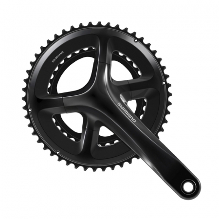 Piese biciclete - Angrenaj pedalier Shimano 105 FC-RS520, 2x12 viteze, Hollowtech II, fara aparatoare lant, brate 175mm, fara BB, Negru, 50x34T