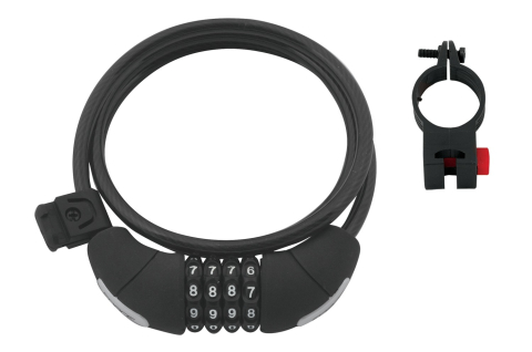 Antifurturi bicicleta - Antifurt cu cifru Force Lux spirala 120cm/8mm cu suport negru