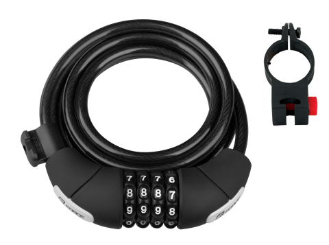 Antifurturi bicicleta - Antifurt cu cifru Force Lux spirala 180cm/8mm cu suport negru