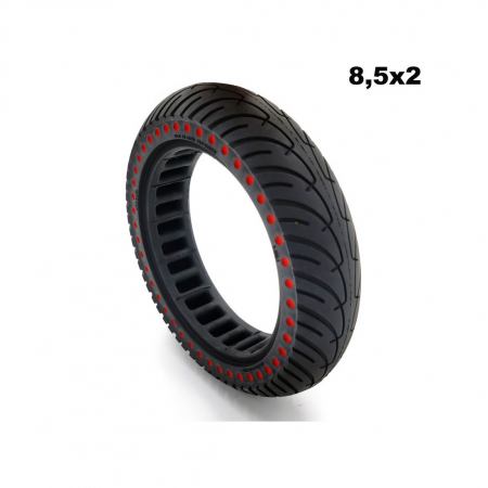 Anvelopa plina trotineta Ultralight pentru Xiaomi 8.5×2.0 - Buline Rosii [0]