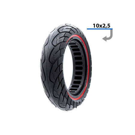 Anvelopa solida ultra-usoara 10x2.5 pentru jante 34mm Negru/Rosu [0]