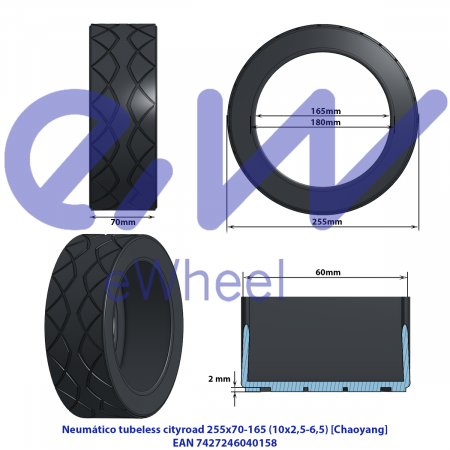 Anvelopa tubeless trotineta Chaoyang 10×2.5-6.5 [1]