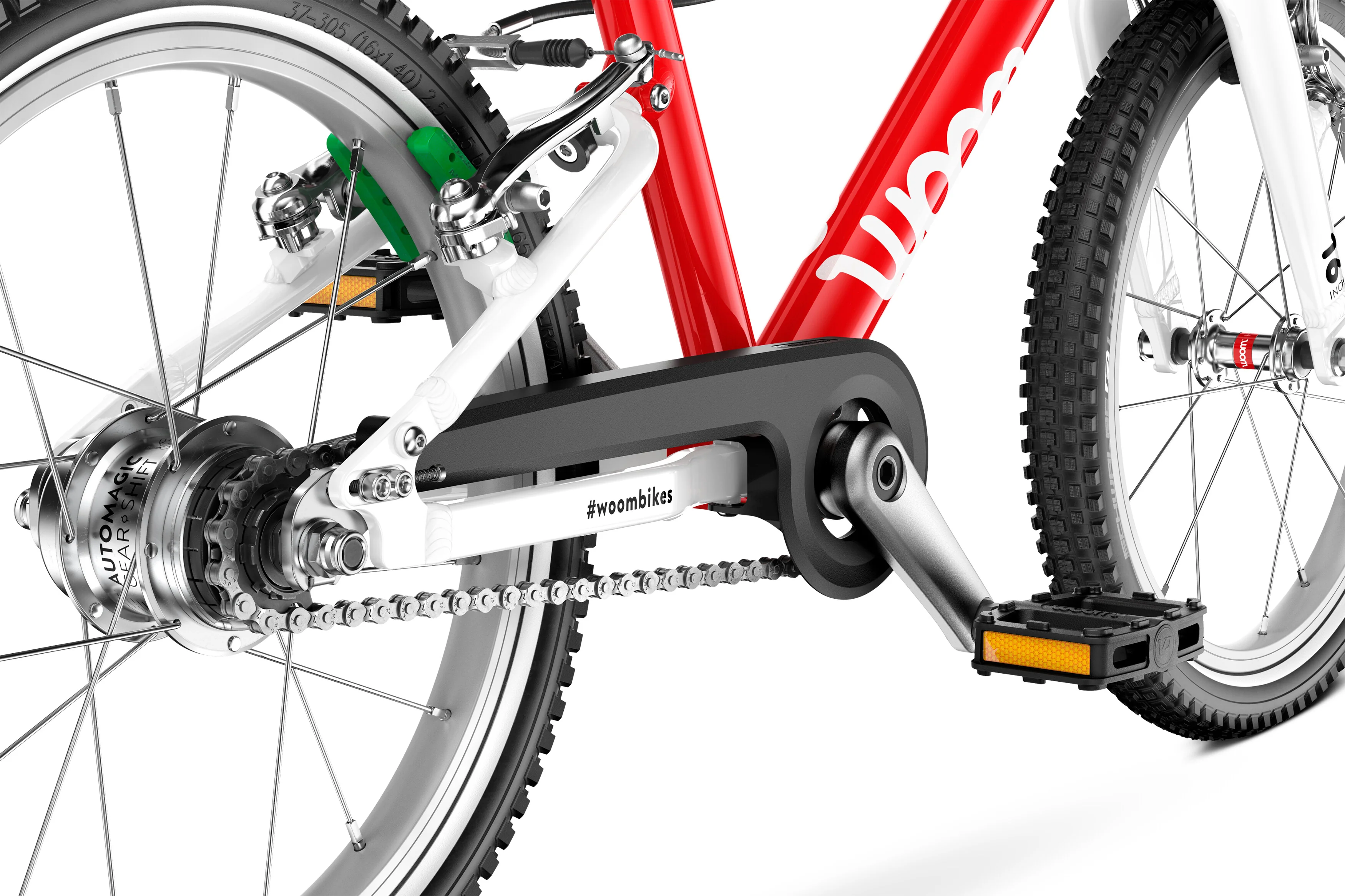 Bicicleta copii Woom 3 Automagic, 16 inch, Rosu Anodizat [5]