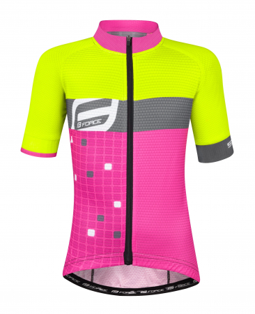 Tricou cu maneca scurta Force Square, pentru copii, Galben Fluo/Roz, 140-153cm [1]