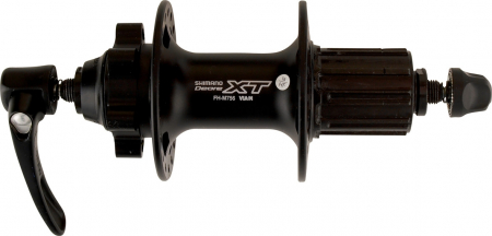 Butuci roti - Butuc spate Shimano Deore XT FH-M756A, 8/9 vit, disc 6 suruburi, negru, 32H