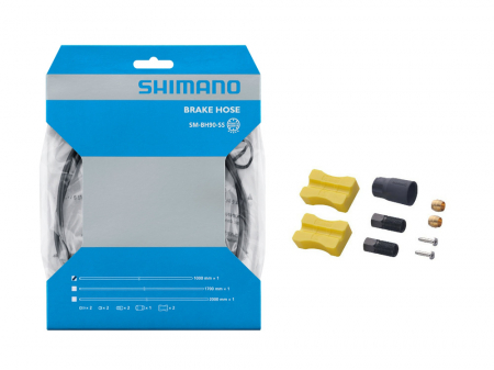 Frane si componente - Conducta frana hidraulica Shimano SM-BH90-SS, 1000mm, negru, conector maneta drept (neasamblat) cu unitate conectare, fara hose cover