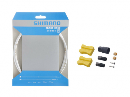 Conducta frana hidraulica Shimano SM-BH90-SS, 1000mm, alb, conector maneta drept (neasamblat) cu unitate conectare, fara hose cover [0]